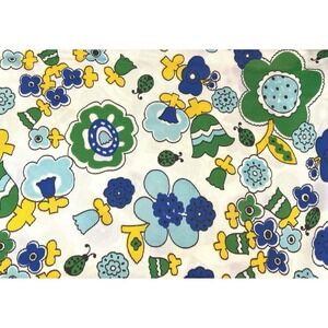 Vintage 70s Gaynor Stafford Floral Ladybug Cotton Knit Fabric Mod Retro Novelty